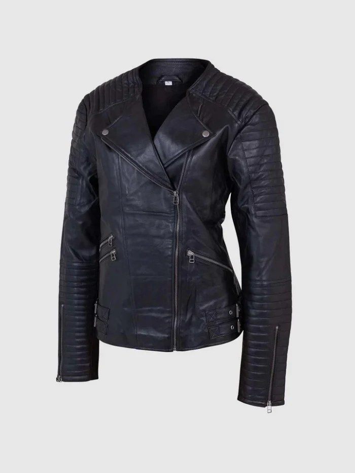 Buy Leather Quilted Jacket Black for Women