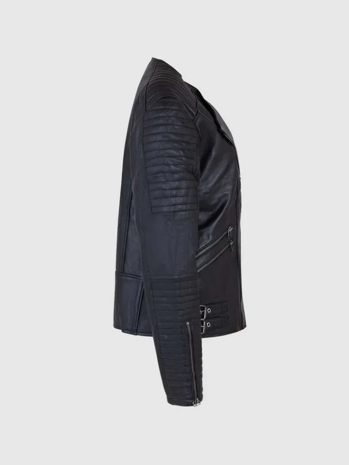 Leather Quilted Black Jacket for Women