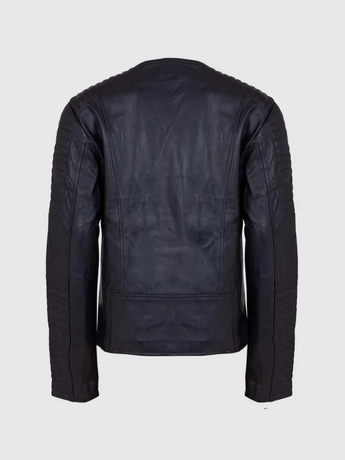 Leather Quilted Jacket for Women in Black Color