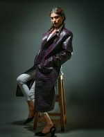 Purple Crocodile Texture Joker Leather Coat