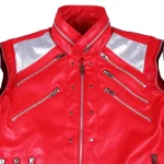 Buy Beat it Metal Zipper Leather Jacket Red Color