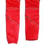 Michael Jackson Beat it Metal Zipper Leather Jacket Red