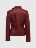 Buy Maroon Leather Biker Jacket for Women - The Jacket Place