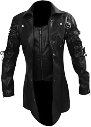 Mens Steampunk Gothic Trench Coat in Black - The Jacket Place