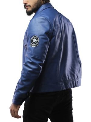 Buy Mens Capsule Corp Blue Leather Jacket on Sale - The Jacket Place