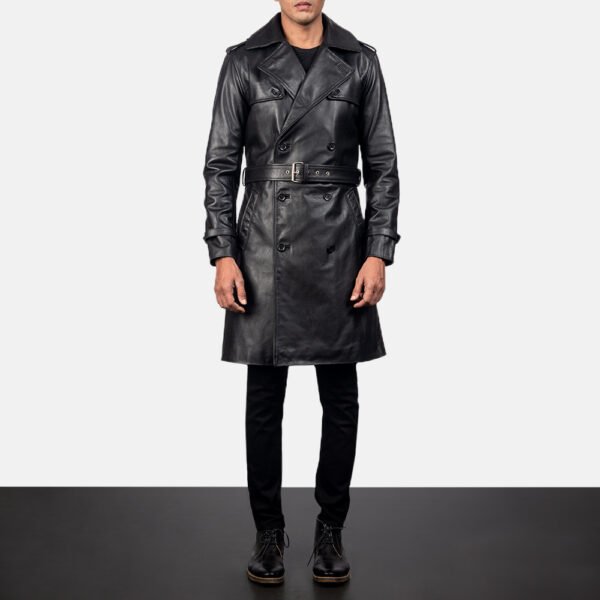 Buy Royson Black Leather Duster Coat