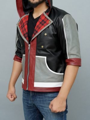 Elevate your Style with Men’s Game Kingdom Hearts Sora Hooded Leather Jacket