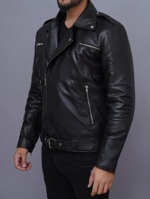 Classic Men’s Negan Inspired Brando Motorcycle Leather Jacket Black Color - The Jacket Place