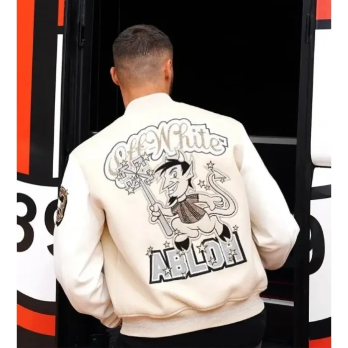 AC MILAN VARSITY BOMBER OFF WHITE JACKET