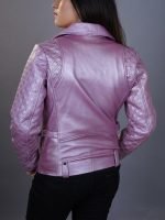 Get Pink Biker Leather Jacket for Women