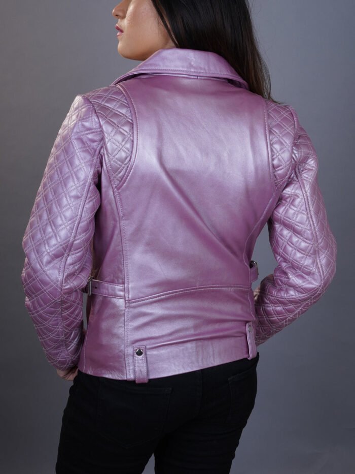 Get Pink Biker Leather Jacket for Women