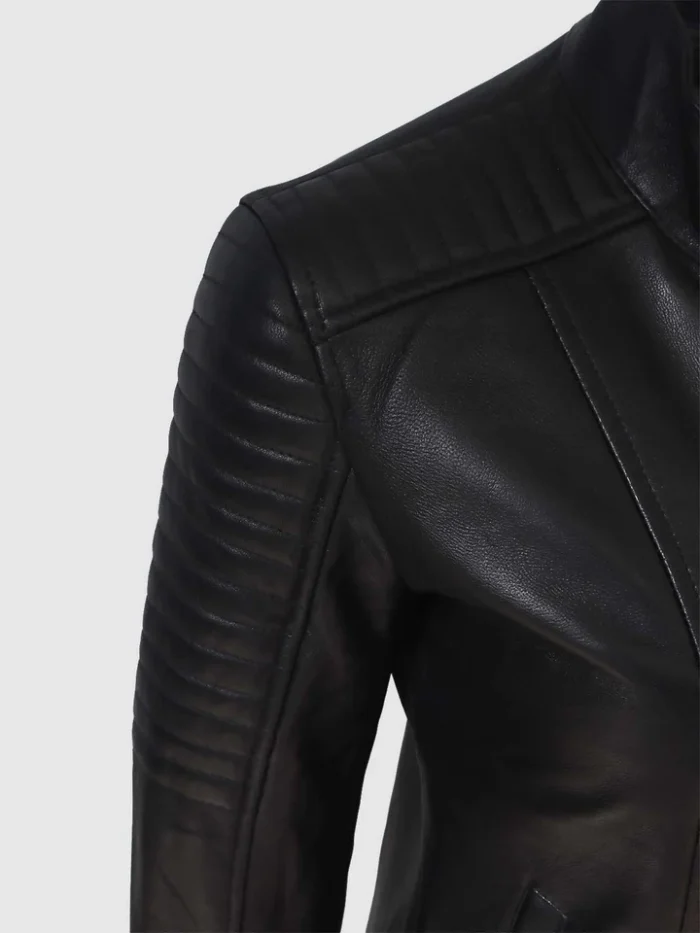 Shop Women Quilted Cafe Racer Black Jacket