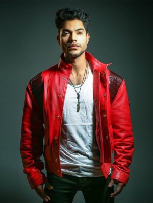Buy Men's Red Capsule Patch Leather Jacket