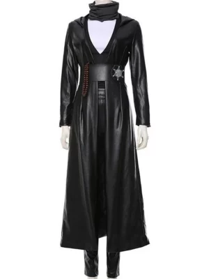 Halloween Watchmen Angela Abar Black Hooded Coat - The Jacket Place