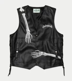 Buy Rod Godspeed Leather Skeleton Vest in Black - The Jacket Place