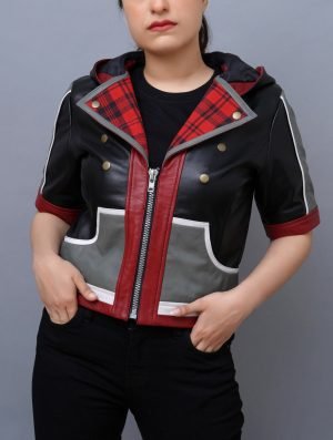 Sora Hooded Costume Cosplay Leather Jacket for Women