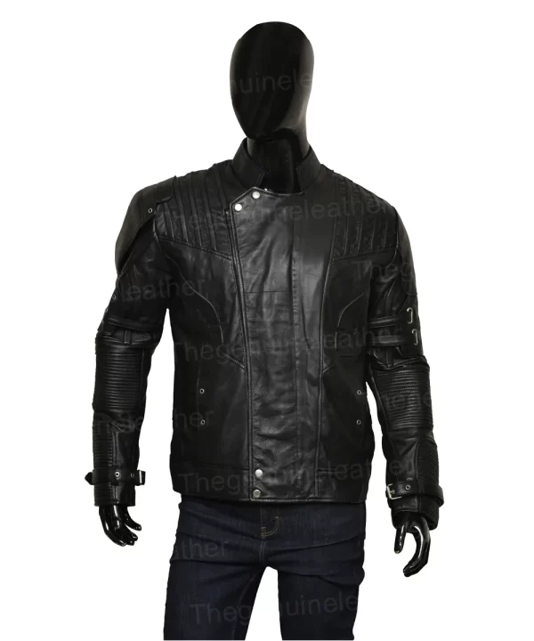 Star Lord Chris Pratt Black Leather Jacket for Men - The Jacket Place