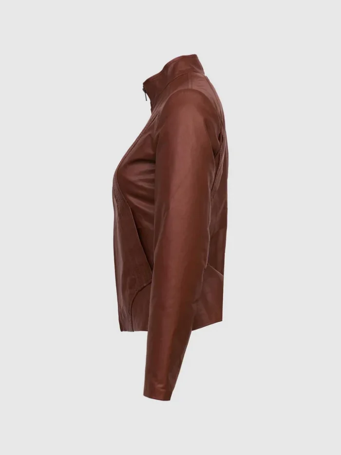 Classic Tan Brown Leather Jacket for Women