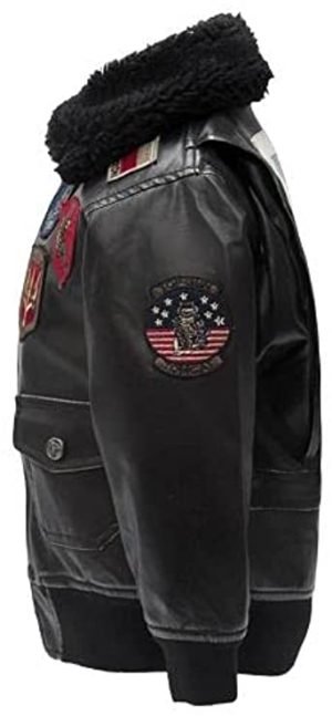 Buy Top Gun Black Leather Aviator Jacket for Kids