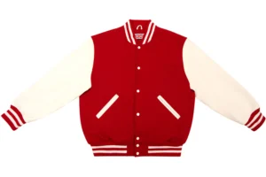 Scarlet Red and White Varsity Jacket for Men