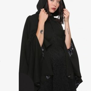Halloween Veronica Lodge Black Hooded Cape for Women
