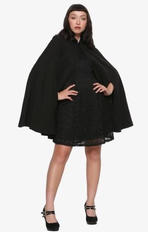 Look Stylish in Veronica Lodge Black Hooded Cape