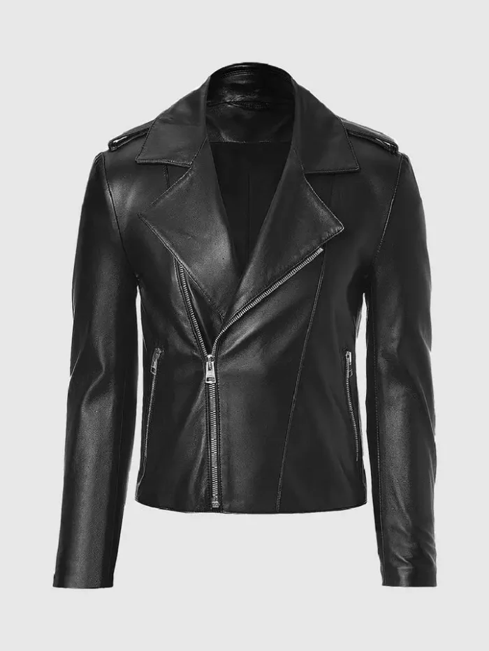 Vortex Men's Black Biker Leather Jacket