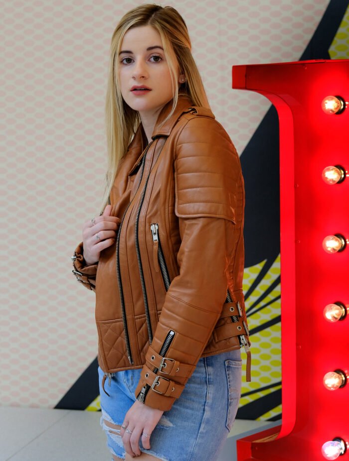 Womens Motorcycle Leather Jacket in Brown