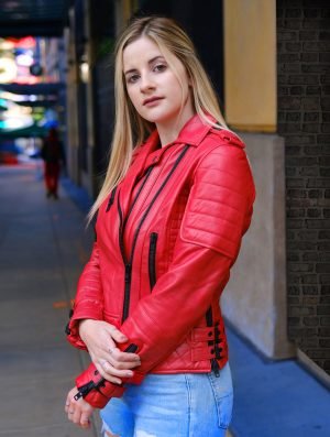 Elevate your Style in Women's Savannah Red Quilted Motorcycle Jacket