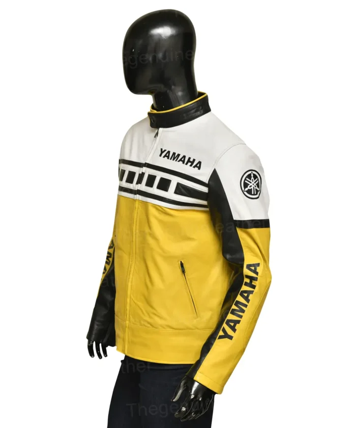 Yamaha Vintage Motorcycle Leather Jacket in Yellow - The Jacket Place