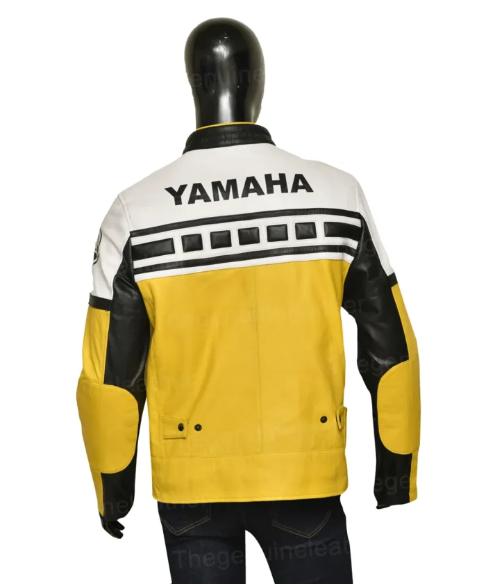 Yamaha Vintage Motorcycle Yellow Leather Jacket - The Jacket Place