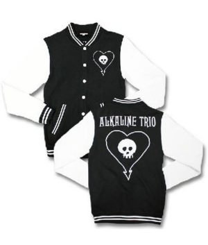 Buy Alkaline Trio Skull Varsity Jacket in Black White Combo