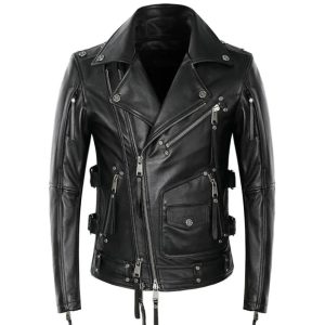 Buy American Cowhide Leather Noah Black Motorcycle Jacket