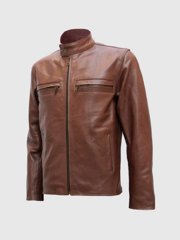 Men's Elegant Brown Fashion Leather Jacket