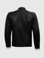 Mens Black and White Leather Motorcycle Jacket