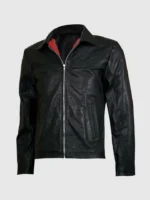 Classic Black Leather Racer Jacket for Men