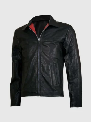 Classic Black Leather Racer Jacket for Men