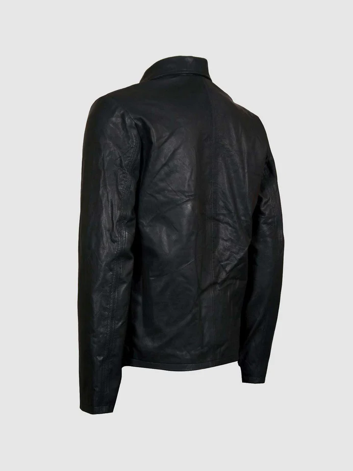 Black Leather Racer Jacket for Men