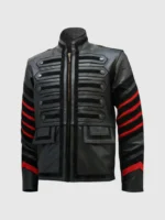 Stylish Black Military Men's Fitted Leather Jacket