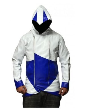 Blue and White Assassins Creed Hoodie Jacket for Men