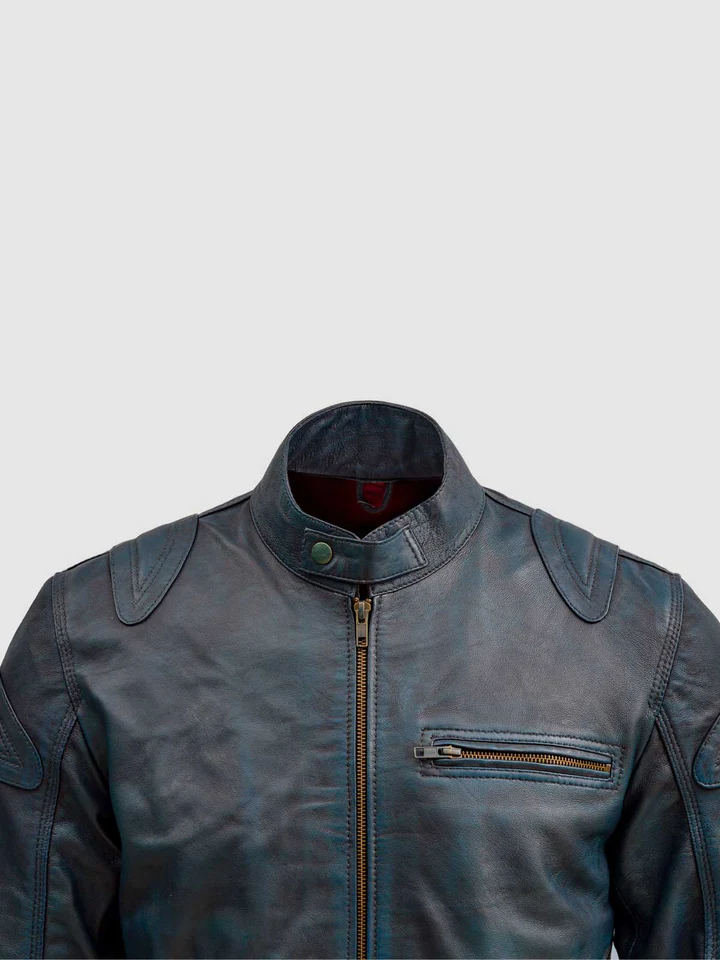 Blue Waxed Jacket With Red Shade