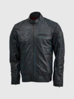 Buy Blue Waxed Jacket With Red Shade for Men