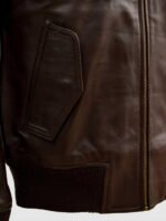 Men Leather Bomber Sheep Jacket In Brown