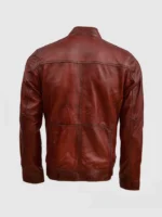 Waxed Leather Burgundy Men Jacket