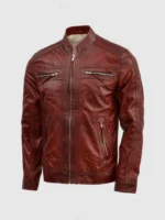 Classic Waxed Leather Burgundy Jacket