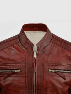 Buy Waxed Leather Burgundy Jacket