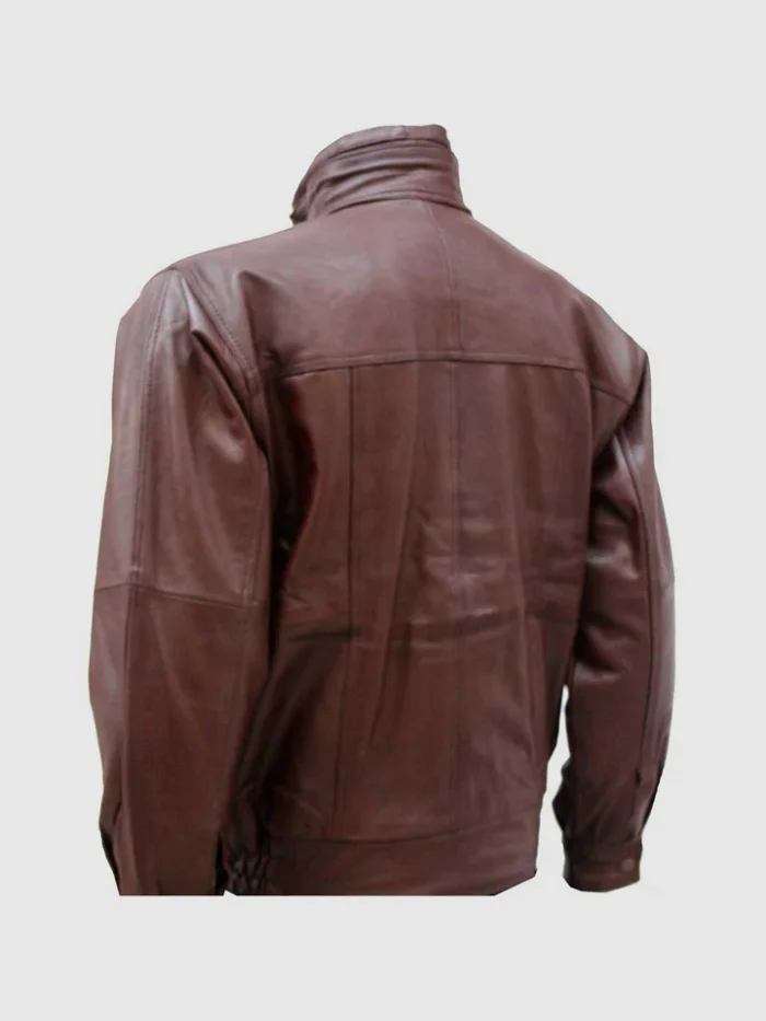 Buy Chocolate Brown Leather Bomber Jacket for Men