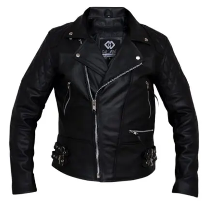 Classic Diamond Motorcycle Mens Black Leather Jacket Biker