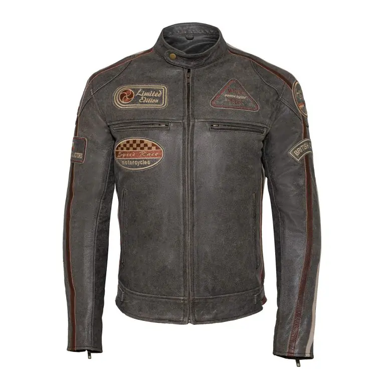 British Striped Biker Jacket with Badges