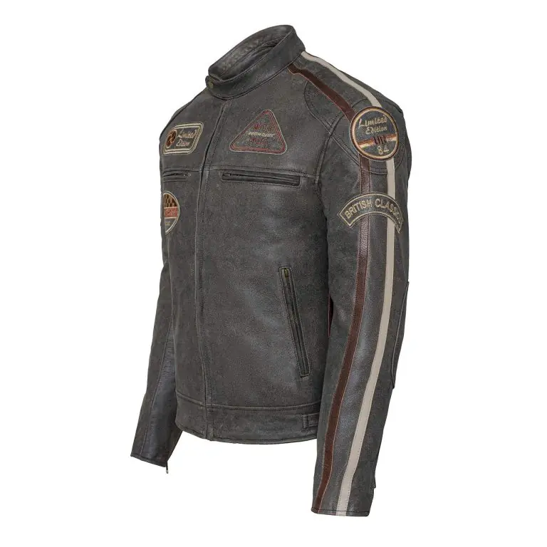 British Striped Biker Jacket with Badges